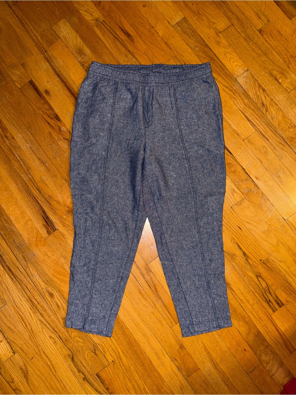 Old Navy Women's Denim Loom Linen Blend Straight Taper Pants